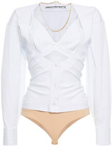 Thumbnail for your product : Alexander Wang Cutout Striped Cotton-blend Poplin Top