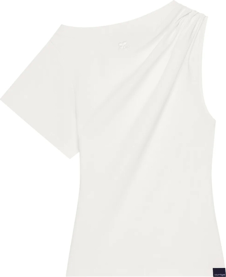 Courreges asymmetric draped T-shirt