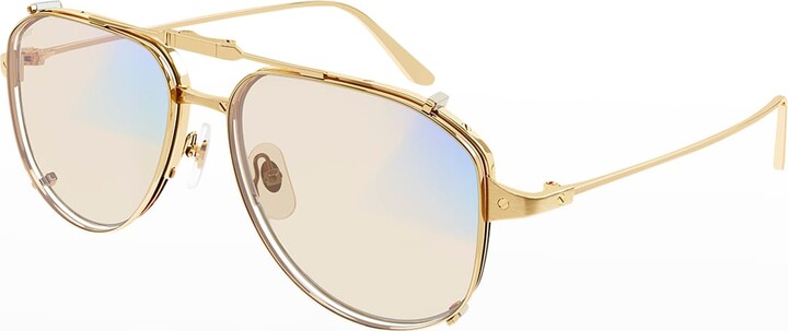 Cartier Men's Metal Aviator Sunglasses - ShopStyle