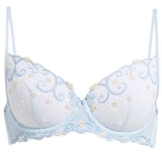 La Perla Petit Jardin Floral-embroidered Bra - Womens - Blue