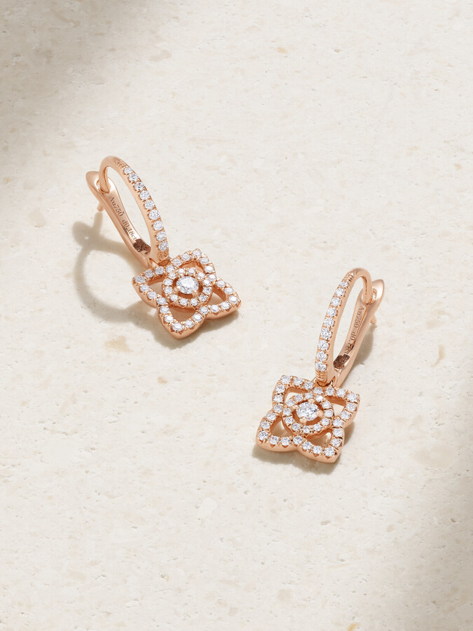 De Beers Enchanted Lotus 18-karat Rose Gold Diamond Hoop Earrings - One size