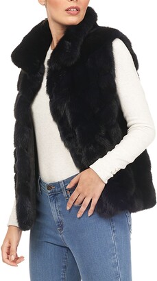 Gorski Sable Fur Chevron Intarsia Vest w/ Stand Collar