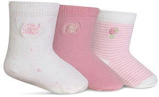 Ralph Lauren Childrenswear Girls' Pindot Collection Socks, 3 Pack - Baby