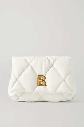 Balenciaga Touch Puffy Embellished Quilted Leather Clutch - White