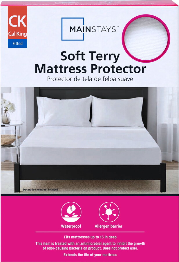 Mainstays Soft Terry Waterproof Fitted Mattress Protector, California King