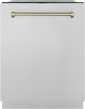 ZLINE Autograph 24 in. Monument Series 3rd Rack Top Touch Control Tall Tub Dishwasher in Stainless Steel with Helix Handle 45dBa