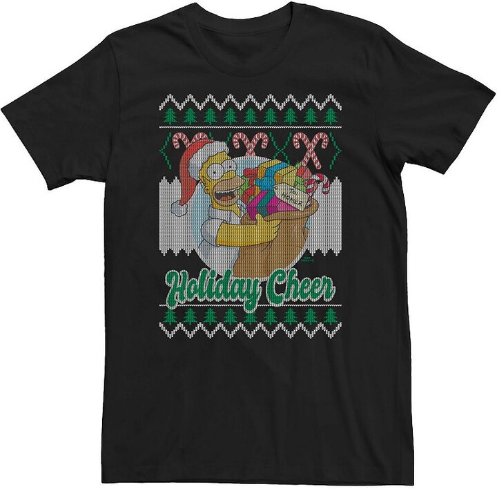 Licensed Character Big & Tall the Simpsons Holiday Cheer Ugly Sweater Tee