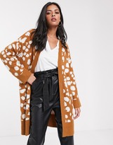 Thumbnail for your product : Lost Ink longline cardigan in animal print