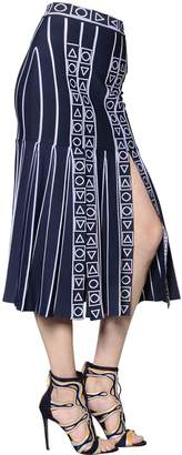 Peter Pilotto Pleated Stretch Viscose Knit Midi Skirt