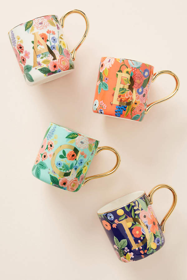 Rifle Paper Co. for Anthropologie Garden Party Monogram Mug By Rifle Paper Co. in Alphabet Size C