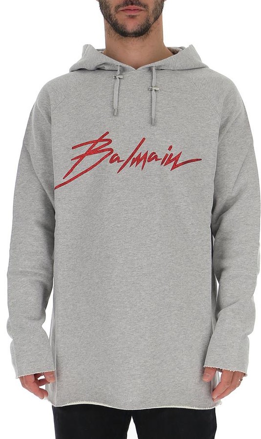 balmain logo print hoodie