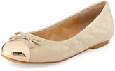 Thumbnail for your product : Vince Andrew Stevens Lalo Quilted Metallic Cap-Toe Ballet Flat, Nude