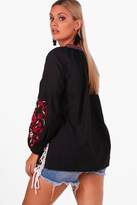 Thumbnail for your product : boohoo Plus Embroidered Boho Blouse