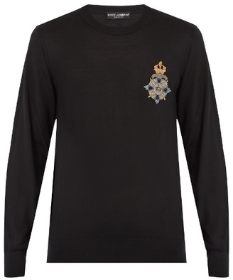 Dolce & Gabbana Crest-applique cashmere sweater