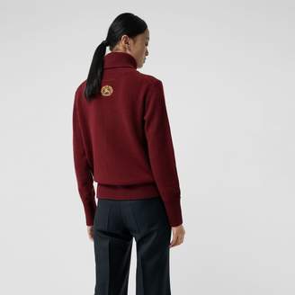 Burberry Embroidered Crest Cashmere Roll-neck Sweater