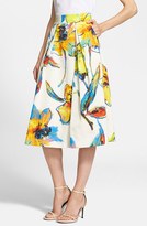 Thumbnail for your product : Milly 'Luna' Floral Print Pleated Midi Skirt