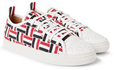 Thumbnail for your product : Thom Browne Woven-Grosgrain and Leather Sneakers