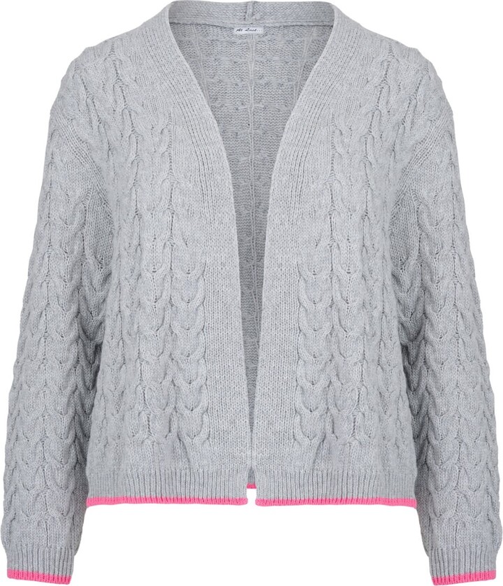 AtLAST Cashmere Mix Double Ply Cable Knitted Cardigan Grey