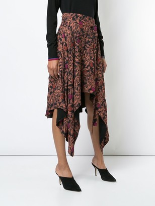 Proenza Schouler Paisley Floral Asymmetrical Skirt