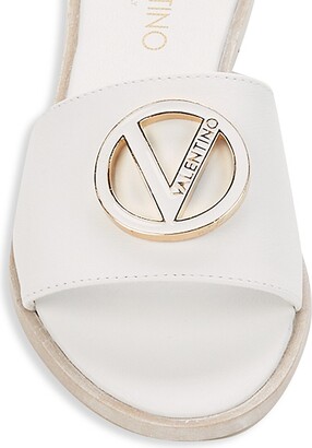 Valentino by Mario Valentino Women's Logo Leather Flat Sandals