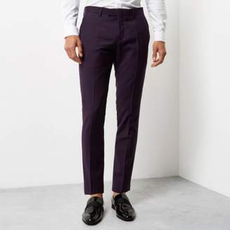 River Island Mens Purple skinny tux suit trousers