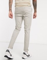 Thumbnail for your product : ASOS DESIGN Tall skinny chinos with elastic waist in beige