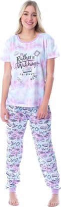 Intimo Friends TV Show Logo Womens' Rather Be Watching Sleep Jogger Pajama Set (XL) Multicoloured