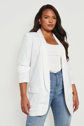 plus ruched sleeve blazer