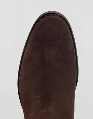ASOS DESIGN Wide Fit Chelsea Boots in Brown Suede