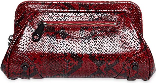 Rebecca Minkoff Jody Pouch N Letter Large Clutch Scarlet Red LEATHER Zip Top New 