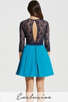 Thumbnail for your product : Little Mistress Navy and Turquoise Lace Mini Dress