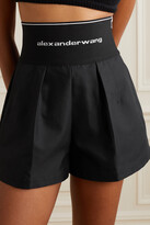 Thumbnail for your product : Alexander Wang Pleated Cotton-blend Poplin Shorts - Black