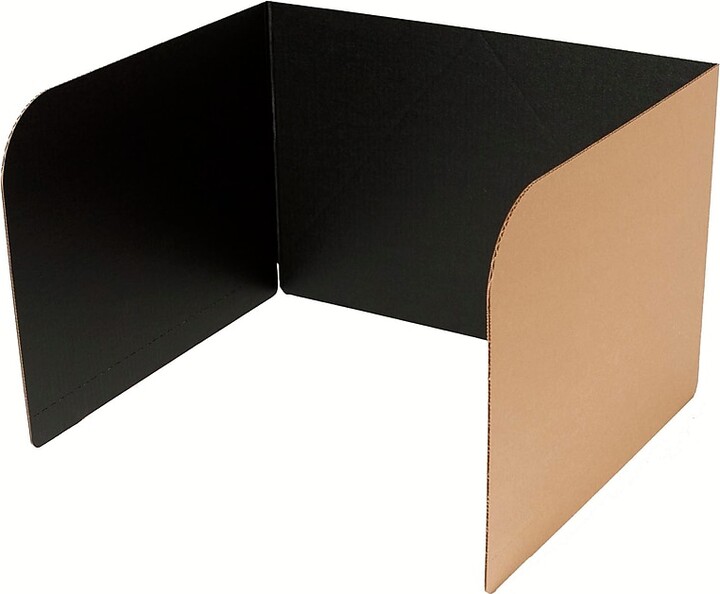 Classroom Products Foldable Cardboard Freestanding Privacy Shield, 13"H x 20"W, Black/Kraft, 40/Box (VB1340 BK)