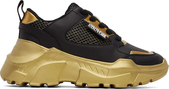 Versace Jeans Couture Black & Gold Speedtrack Sneakers - ShopStyle