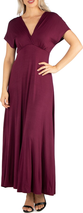 24/7 Comfort Apparel Women’s Cap Sleeve V-Neck Maxi Dress