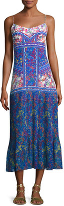 Saloni Veronica Pleated-Skirt Maxi Dress, Multi Pattern