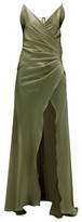 Thumbnail for your product : Adriana Iglesias Scarface Silk-blend Satin Gown - Khaki