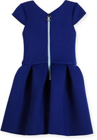 Thumbnail for your product : Zoë Ltd Cap-Sleeve Pleated Fit-and-Flare Ponte Dress, Blue, Size 7-16