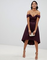 Thumbnail for your product : Bardot Asos Design ASOS DESIGN cold shoulder dip back midi prom dress