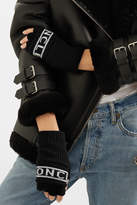 Thumbnail for your product : Moncler Intarsia Wool Fingerless Gloves - Black