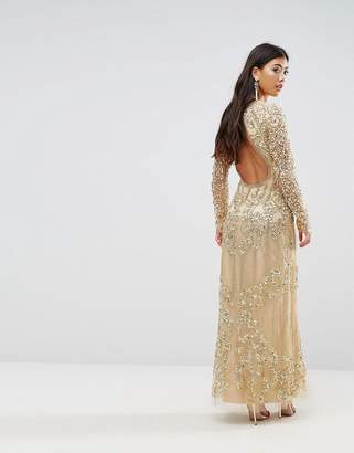 A Star Is Born Petite Embellished Baroque Maxi Dress With Front Split