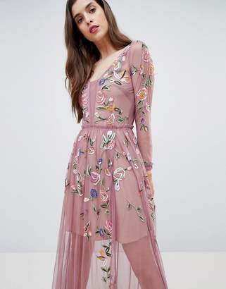 French Connection Sheer Embroidered Maxi Dress