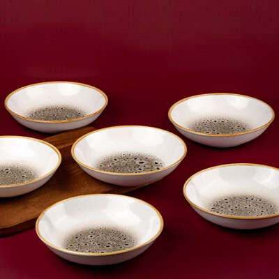 Orren Ellis Porcelain Deep Plate | Vital Coupe Round Deep Plate | 6 Pcs