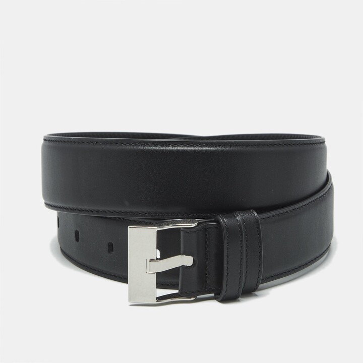 Bottega Veneta Weave 90CM Buckle Belt Black Leather