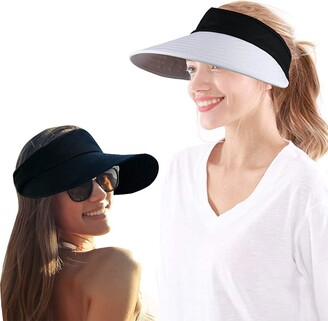 CAMOLAND 2PCS Wide Brim Sun Visor Hat Women Large UV Protective Golf Beach  Cap - ShopStyle