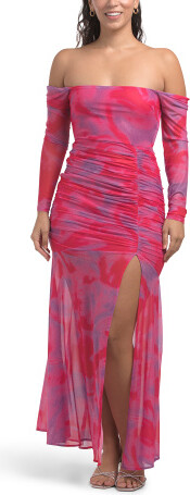 TJMAXX Apryl Long Sleeve Lace Up Back Maxi Dress For Women, Spandex/Polyester