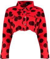 Thumbnail for your product : boohoo Red Polka Dot Denim Jacket
