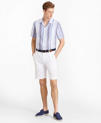 Brooks Brothers Houndstooth Cotton and Linen Bermuda Shorts