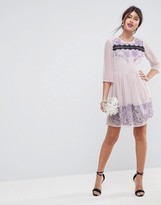 Thumbnail for your product : Asos Design ASOS PREMIUM Eyelash Lace Mini Dress with Embroidery