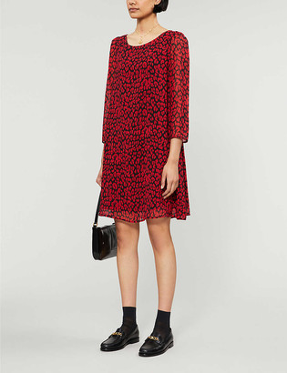 Claudie Pierlot Puffed-sleeve leopard-print crepe mini dress